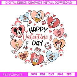 Happy Valentines Day Mickey Friends Heart Doodle SVG