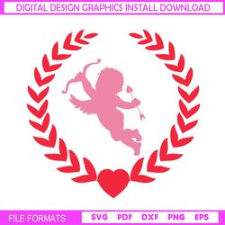 Valentine Day Pink Cupid University Badge SVG