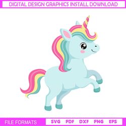 Cute Cartoon Rainbow Unicorn Clipart SVG