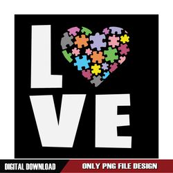 Autism Love Puzzle Piece Design PNG