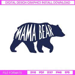 Mama Bear Blue Mother Day Clipart SVG