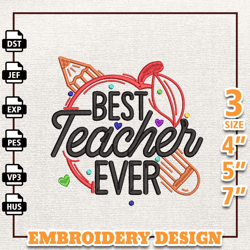 Best Teacher Ever Embroidery Designs, Back To School Embroidery Designs, School Life Embroidery, School Embroidery, Tea
