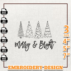 Christmas Designs, Merry And Bright Embroidery, Merry Christmas Embroidery Designs, Instant Download