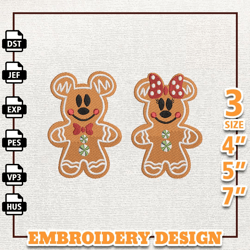 Christmas Gingerbread Mouse Embroidery Design, Christmas Cartoon Movie Embroidery File, Instant Download