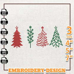 Christmas Tree Embroidery Machine Design, Bright Christmas Tree Embroidery Design, Instant Download