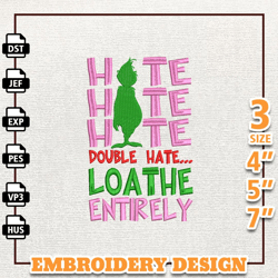 Greench I'm Booked Embroidery Design, Hate Loathe Greench Embroidery Machine Design, Instant Download