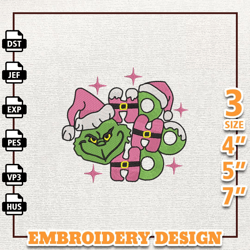 Ho Ho Ho Embroidery Machine Design, Christmas Green Monster Embroidery Machine Design, Retro Pink Christmas Embroidery D