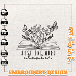 Just One More Chapter Embroidery, Back to School Embroidery, School Embroidery, First Day Of School, School Sublimation