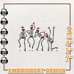 Merry Xmas Embroidery Designs, Dancing Skeleton Embroidery Designs, Christmas Embroidery Designs, Instant Download