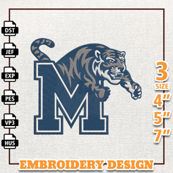 NCAA Memphis Tigers, NCAA Team Embroidery Design, NCAA College Embroidery Design, Logo Team Embroidery Design, Instant D