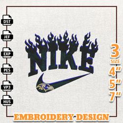 NFL Baltimore Ravens, Nike NFL Embroidery Design, NFL Team Embroidery Design, Nike Embroidery Design, Instant Download 2