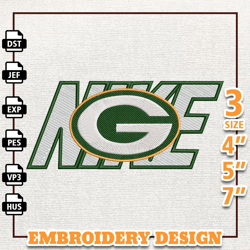 NFL Green Bay Packers, Nike NFL Embroidery Design, NFL Team Embroidery Design, Nike Embroidery Design, Instant Download