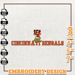 NFL Grinch Cincinnati Bengals Embroidery Design, NFL Logo Embroidery Design, NFL Embroidery Design, Instant Download 1