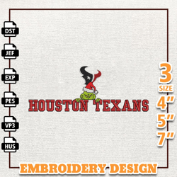 NFL Grinch Houseton Texans Embroidery Design, NFL Logo Embroidery Design, NFL Embroidery Design, Instant Download