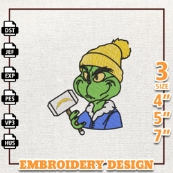 NFL Los Angeles Chargers, Grinch NFL Embroidery Design, NFL Team Embroidery Design, Grinch Design, Instant Download