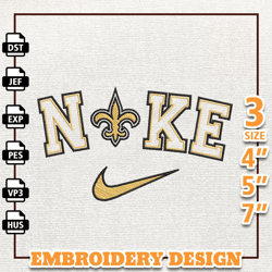NFL New Orleans Saints, Nike NFL Embroidery Design, NFL Team Embroidery Design, Nike Embroidery Design, Instant Download