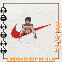 Nike Baki Anime Embroidery Design, Nike Anime Embroidery Design, Best Anime Embroidery Designs, Instant Download