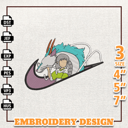 Nike Haku Anime Embroidery Design, Nike Anime Embroidery Design, Best Anime Embroidery Design, Instant Download