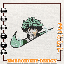 Nike Midoriya Embroidery Design, Nike Anime Embroidery Design, Best Anime Embroidery Design, Instant Download