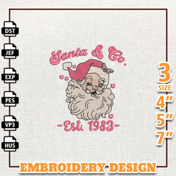 Pink Christmas Embroidery Design, Santa & Co Since 1983 Embroidery Design, Instant Download