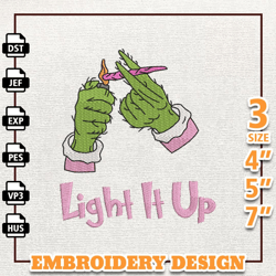 Pink Greench Weed Embroidery Design, Green Monster Light It Up Embroidery Machine Design, Instant Download