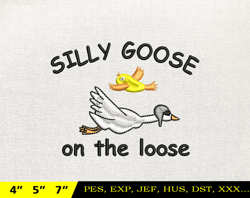 Silly Goose Embroidery Design, Animal Embroidery Design, Silly Goose Design, Goose Goose Silly, Instant Download, 30