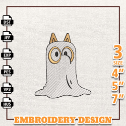 Spooky Bluey Dog Ghost Halloween Embrodiery Design, Cartoon Bluey Dog Embroidery Design, Horror Halloween Embroidery Mac