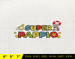 SuperDaddio Mario Embroidery Design, Father's Day Embroidery Design, Happy Father Day Embroidery File, Instant Download