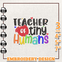 Teacher Of Tiny Human Embroidery Designs, Back To School Embroidery Designs, School Life Embroidery, School,Teacher Day