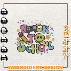 Welcome Back To School Embroidery Design, Back To School Embroidery Design, School Embroidered Sweatshirt, School Quote