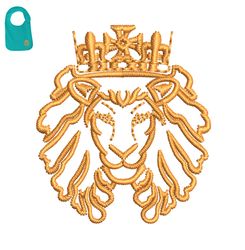 King Lion Embroidery Logo For Baby Bib,logo Embroidery, Embroidery Design, Logo Nike Embroidery