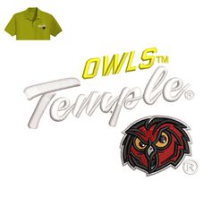 Owls Temple Embroidery logo for Polo Shirt ,logo Embroidery, Embroidery design, logo Nike Embroidery