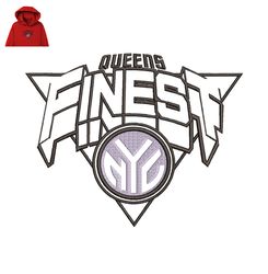 Queens Finest NYC Embroidery logo for Hoodie,logo Embroidery, Embroidery design, logo Nike Embroidery