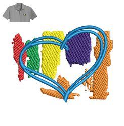 Rainbow Heart Embroidery logo for Polo Shirt,logo Embroidery, Embroidery design, logo Nike Embroidery,logo Embroidery, E