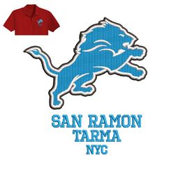 San Ramon Lion Embroidery logo for Polo Shirt,logo Embroidery, Embroidery design, logo Nike Embroidery