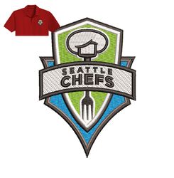 Seattle Chefs Embroidery logo for Polo Shirt,logo Embroidery, Embroidery design, logo Nike Embroidery