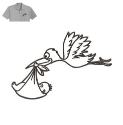stork flying baby embroidery logo for polo shirt,logo embroidery, embroidery design, logo nike embroidery