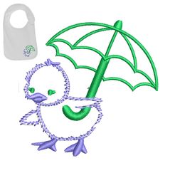 Umbrella Duck Embroidery Logo For Baby Bib ,logo Embroidery, Embroidery Design, Logo Nike Embroidery