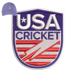 USA Cricket patch Embroidery logo for Cap,logo Embroidery, Embroidery design, logo Nike Embroidery