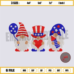 th July embroidery Design, Independence Day Gnome Embroidery Design, th July Gnome Machi