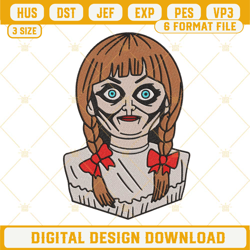 Annabelle Embroidery Files, Horror Doll Halloween Embroidery Designs