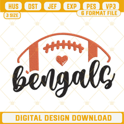 Bengals Football Embroidery Files, Cincinnati Bengals Embroidery Designs Digital Download