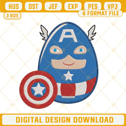 Captain America Easter Egg Embroidery Design, Super Hero Easter Machine Embroidery Files
