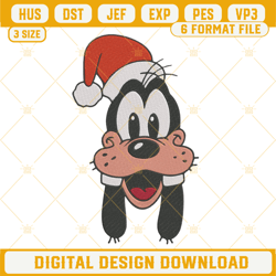 Christmas Goofy Santa Hat Embroidery Design File