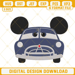 Doc Hudson Mickey Ears Embroidery Designs, Disney Cars Machine Embroidery Files