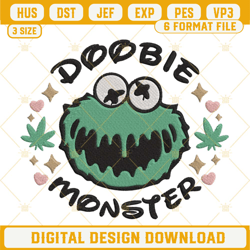 Doobie Monster Weed Embroidery Design, Funny Weed Embroidery File