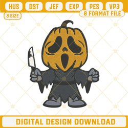 Ghostface Pumpkin Head Machine Embroidery Design File