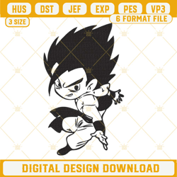 Gogeta Embroidery Design, Dragonball Embroidery Files