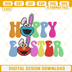 Happy Easter Sesame Street Embroidery Designs, Elmo Bunny Easter Embroidery Files
