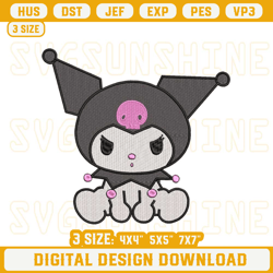 Hello Kitty Kuromi Embroidery Files, Cute Kuromi Embroidery Designs